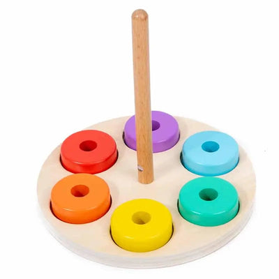 Fidtoy Cercles à enfiler Jeu Montessori en bois à enfiler pour les tout-petains