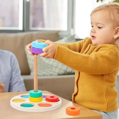 Fidtoy Cercles à enfiler Jeu Montessori en bois à enfiler pour les tout-petains