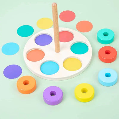 Fidtoy Cercles à enfiler Jeu Montessori en bois à enfiler pour les tout-petains