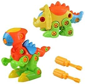 Take Apart Dinosaurs Toys Includes Screw Drivers and Pull-Along Accessory (2 Pack)