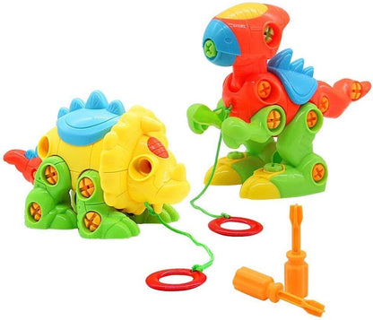 Take Apart Dinosaurs Toys Includes Screw Drivers and Pull-Along Accessory (2 Pack)