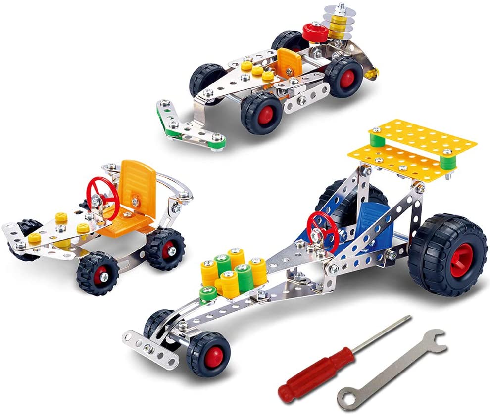 291 Pieces STEM 3-in-1 Alloy Metal Model Vehicles Educational DIY Construction Building Science Experiment Toys for Kids Teens Adults