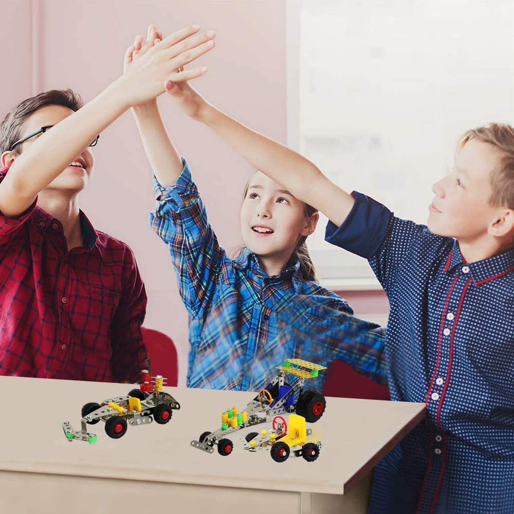 291 Pieces STEM 3-in-1 Alloy Metal Model Vehicles Educational DIY Construction Building Science Experiment Toys for Kids Teens Adults