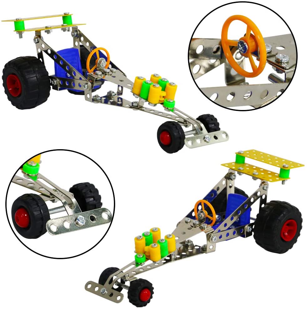 291 Pieces STEM 3-in-1 Alloy Metal Model Vehicles Educational DIY Construction Building Science Experiment Toys for Kids Teens Adults