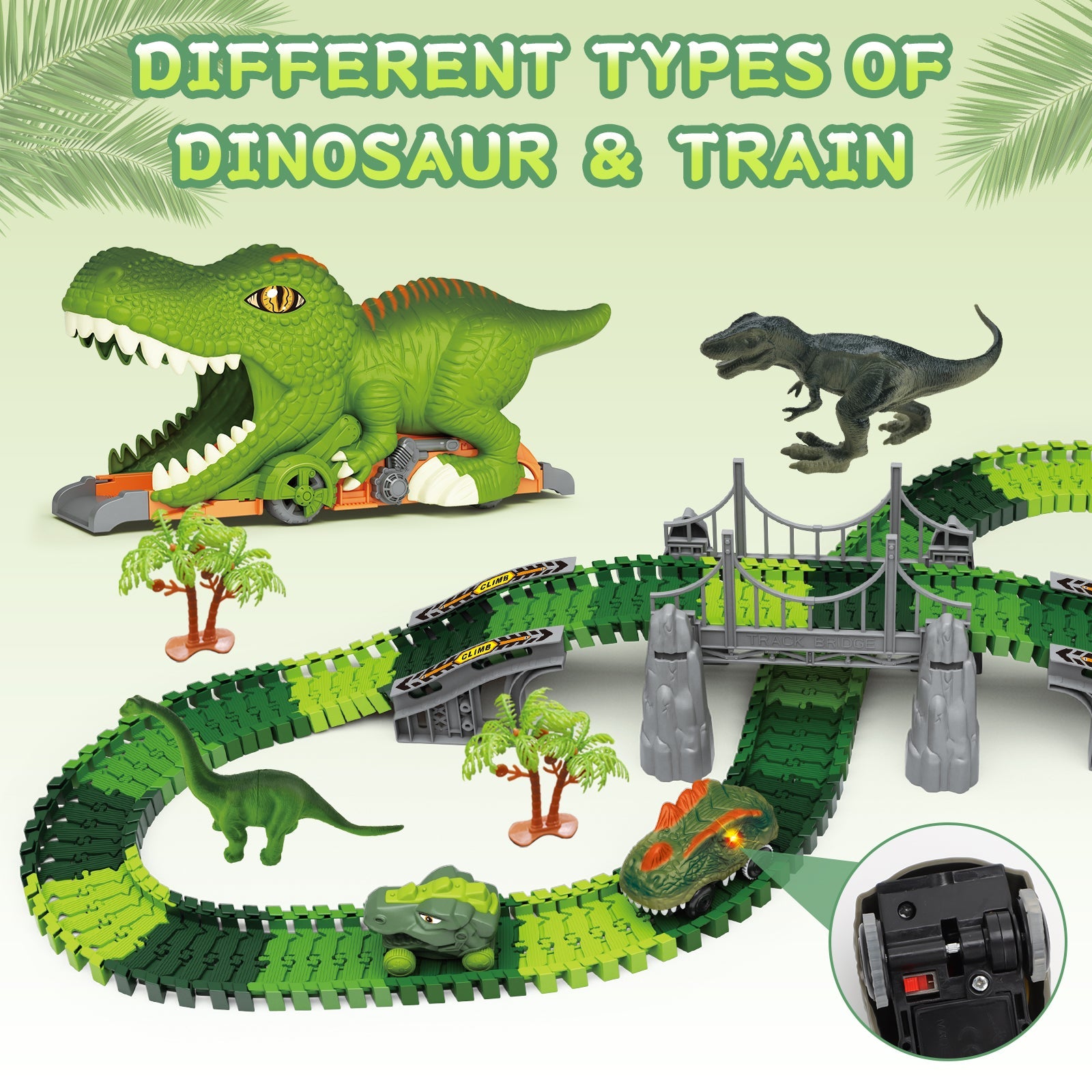 Dinosaur Track Toy Set, Dinosaur Track Toys for Kids, Dinosaur Toys for Boys 3 -6 years old, Track Car Track Set, Dinosaur World, Dinosaur Tunnel, Birthday Christmas Gift