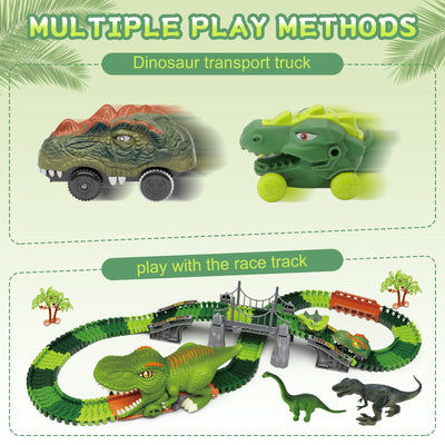 Dinosaur Track Toy Set, Dinosaur Track Toys for Kids, Dinosaur Toys for Boys 3 -6 years old, Track Car Track Set, Dinosaur World, Dinosaur Tunnel, Birthday Christmas Gift
