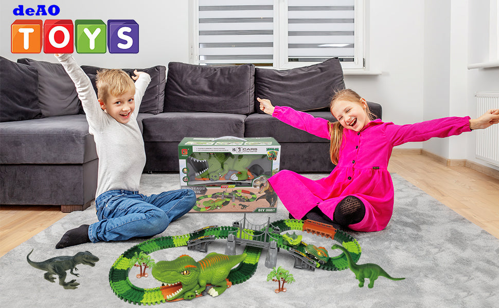 Dinosaur Track Toy Set, Dinosaur Track Toys for Kids, Dinosaur Toys for Boys 3 -6 years old, Track Car Track Set, Dinosaur World, Dinosaur Tunnel, Birthday Christmas Gift