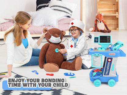 Multi-purpose Doctors Trolley Set for Kids Medical Centr Playsets Medical Tools Role Play Toy Educational Doctor Playset for Girls and Boys age 3-12