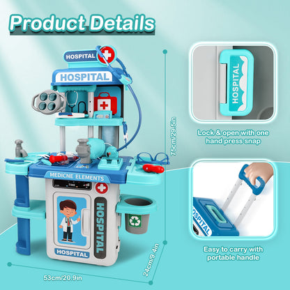 Doctor Playset for Kids Pretend Medical Station with Realistic Features & Lights - Educational Role Play Toys for 3-5 Year Old Girls and Boys - Perfect Gift for Christmas Birthday