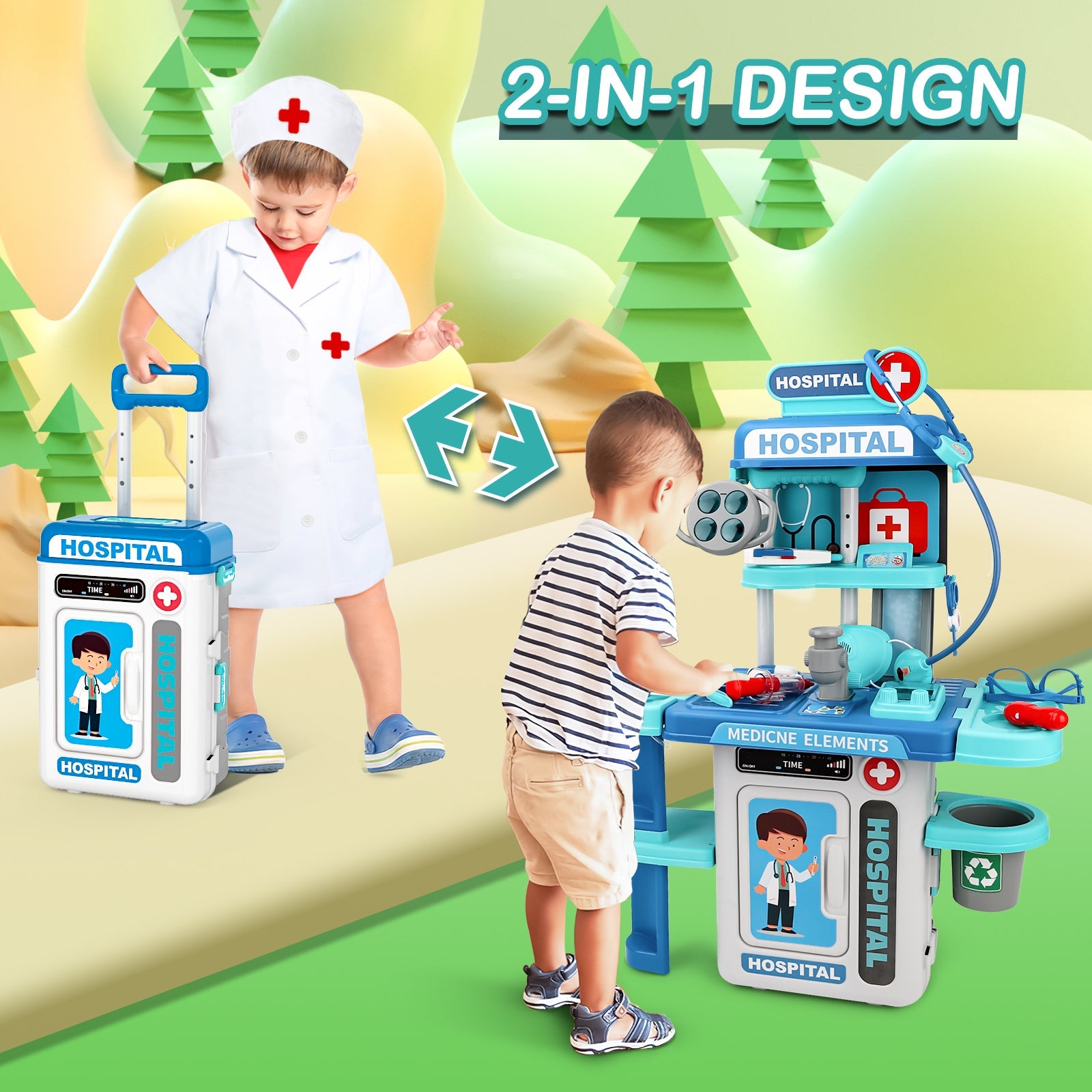 Doctor Playset for Kids Pretend Medical Station with Realistic Features & Lights - Educational Role Play Toys for 3-5 Year Old Girls and Boys - Perfect Gift for Christmas Birthday