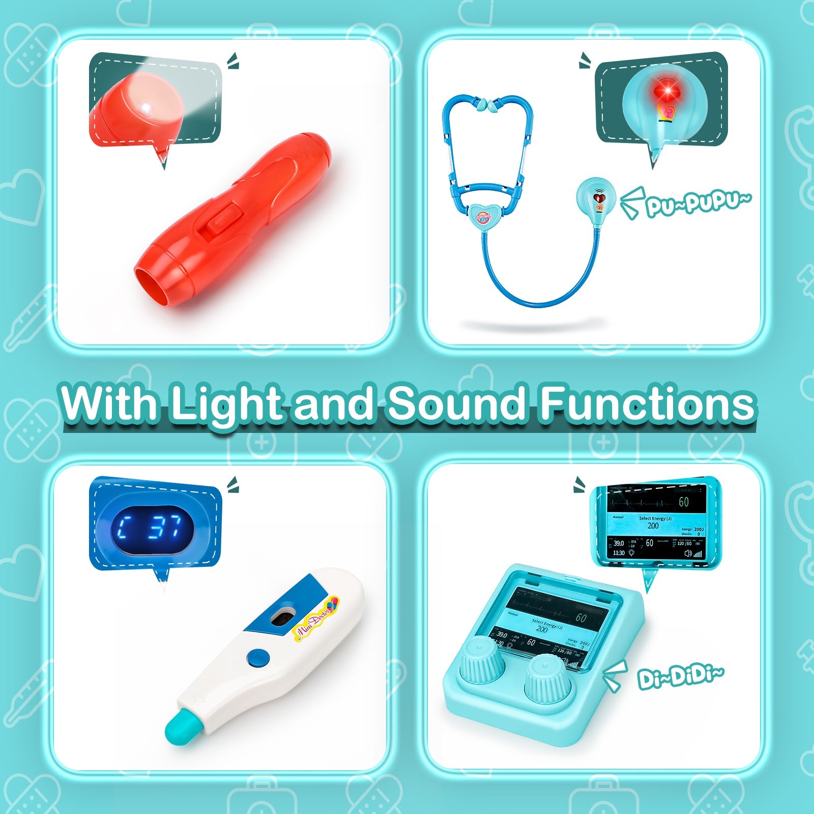 Doctor Playset for Kids Pretend Medical Station with Realistic Features & Lights - Educational Role Play Toys for 3-5 Year Old Girls and Boys - Perfect Gift for Christmas Birthday