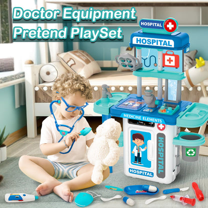 Doctor Playset for Kids Pretend Medical Station with Realistic Features & Lights - Educational Role Play Toys for 3-5 Year Old Girls and Boys - Perfect Gift for Christmas Birthday
