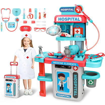 Doctor Playset for Kids Pretend Medical Station with Realistic Features & Lights - Educational Role Play Toys for 3-5 Year Old Girls and Boys - Perfect Gift for Christmas Birthday