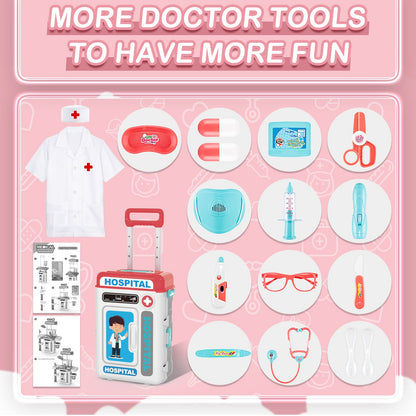 Doctor Playset for Kids Pretend Medical Station with Realistic Features & Lights - Educational Role Play Toys for 3-5 Year Old Girls and Boys - Perfect Gift for Christmas Birthday