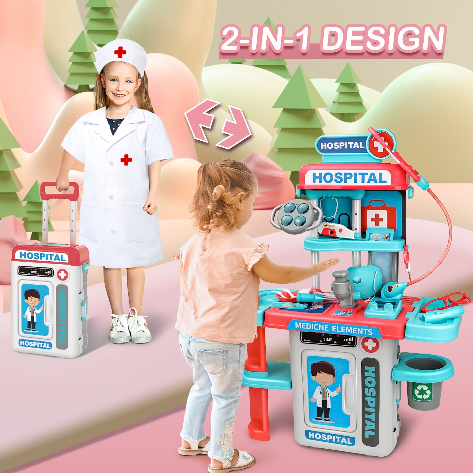 Doctor Playset for Kids Pretend Medical Station with Realistic Features & Lights - Educational Role Play Toys for 3-5 Year Old Girls and Boys - Perfect Gift for Christmas Birthday