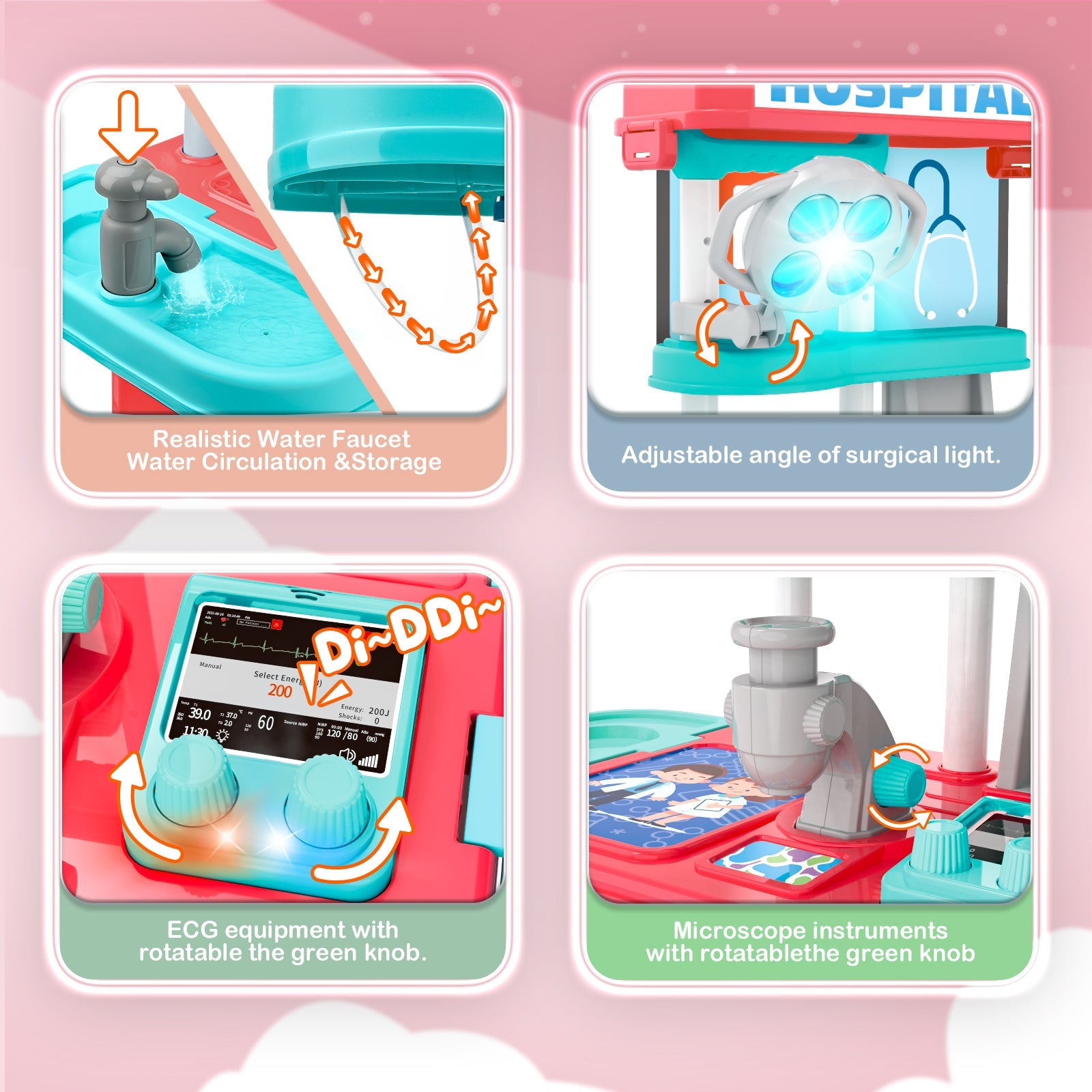 Doctor Playset for Kids Pretend Medical Station with Realistic Features & Lights - Educational Role Play Toys for 3-5 Year Old Girls and Boys - Perfect Gift for Christmas Birthday