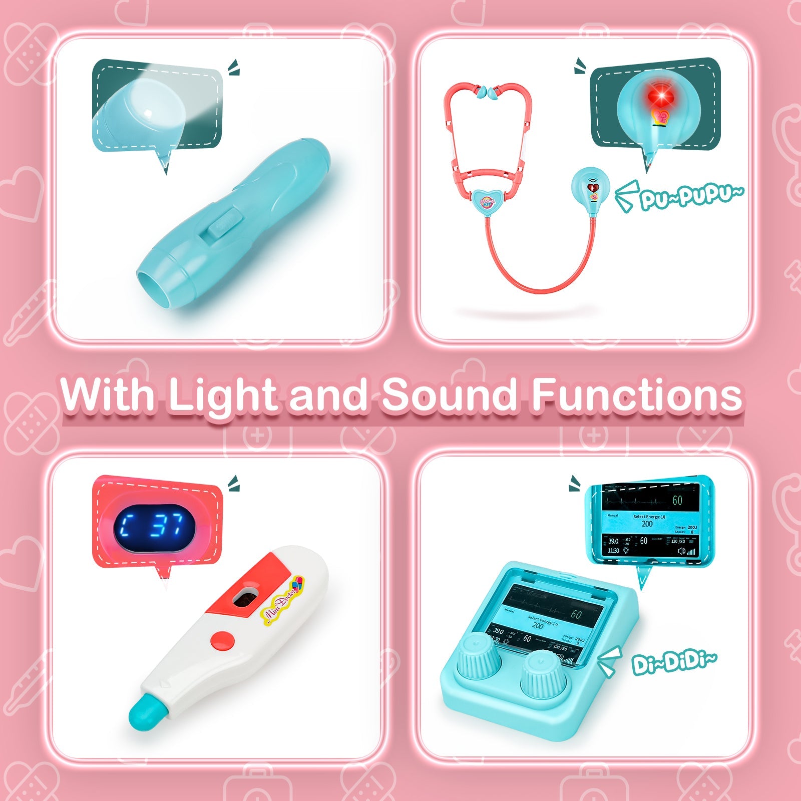 Doctor Playset for Kids Pretend Medical Station with Realistic Features & Lights - Educational Role Play Toys for 3-5 Year Old Girls and Boys - Perfect Gift for Christmas Birthday