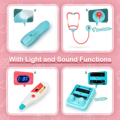 Doctor Playset for Kids Pretend Medical Station with Realistic Features & Lights - Educational Role Play Toys for 3-5 Year Old Girls and Boys - Perfect Gift for Christmas Birthday