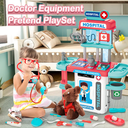 Doctor Playset for Kids Pretend Medical Station with Realistic Features & Lights - Educational Role Play Toys for 3-5 Year Old Girls and Boys - Perfect Gift for Christmas Birthday
