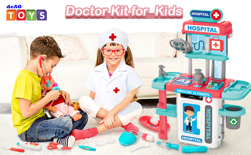 Doctor Playset for Kids Pretend Medical Station with Realistic Features & Lights - Educational Role Play Toys for 3-5 Year Old Girls and Boys - Perfect Gift for Christmas Birthday