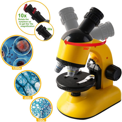 2 en 1 Mi Primer Telescopio y Microscopio Set de Juego Educativo Kit de Inicio de Ciencia y Astronomía para Niños Regalo de Navidad