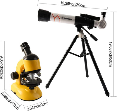 2 en 1 Mi Primer Telescopio y Microscopio Set de Juego Educativo Kit de Inicio de Ciencia y Astronomía para Niños Regalo de Navidad