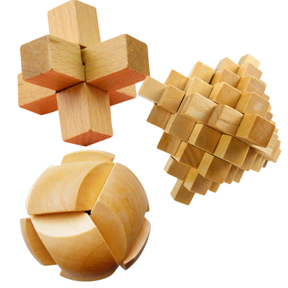 Wooden 3D Cubic Puzzle Block Brain Teaser Kongming Lock