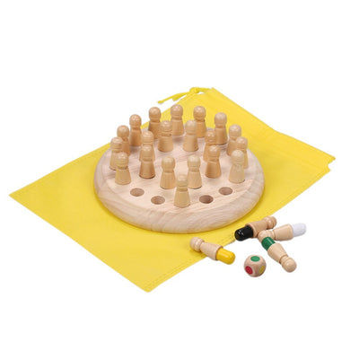 Fidtoy Wooden Memory Matching Game for Kids – Color Recognition Board Game with Dice and Wooden Pegs