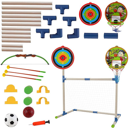 3 IN 1 Outdoor Games Sports Play Set Basketball Football and Archery Set for Kids Indoors Outdoors Great Birthday Christmas Gift