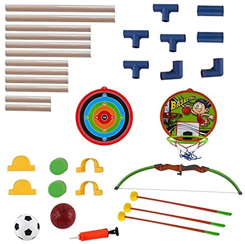 3 IN 1 Outdoor Games Sports Play Set Basketball Football and Archery Set for Kids Indoors Outdoors Great Birthday Christmas Gift
