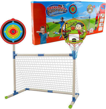 3 IN 1 Outdoor Games Sports Play Set Basketball Football and Archery Set for Kids Indoors Outdoors Great Birthday Christmas Gift