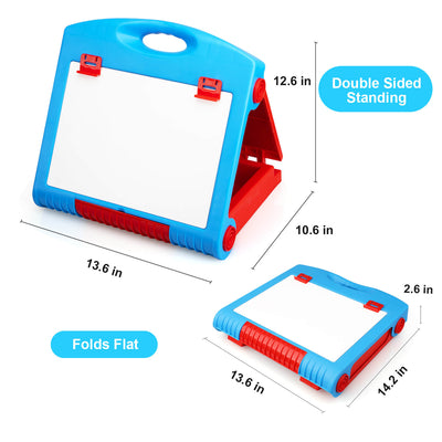 Fidtoy 3-in-1 Kids Easel Tabletop Whiteboard & Blackboard Set