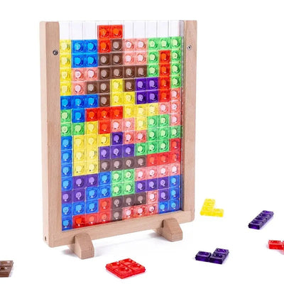 Fidtoy Wooden Tetris Building Set – Montessori Puzzle Educational Toy for Kids