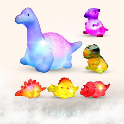 Fidtoy Dinosaur Bath Toys Light Up Floating Set for Toddlers  (6 Pack)