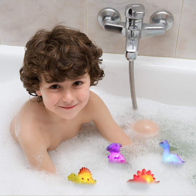 Fidtoy Dinosaur Bath Toys Light Up Floating Set for Toddlers  (6 Pack)