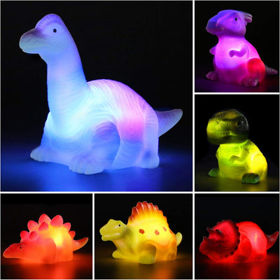 Fidtoy Dinosaur Bath Toys Light Up Floating Set for Toddlers  (6 Pack)