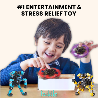 Fidtoy Transformable Fidget Spinners 4 Pack for Kids Sensory Play