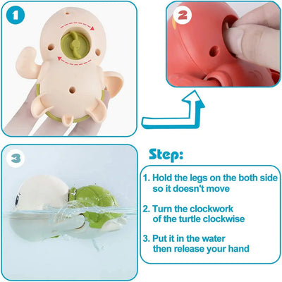 Fidtoy Wind Up Turtle Bath Toys 3 Pack for Toddlers