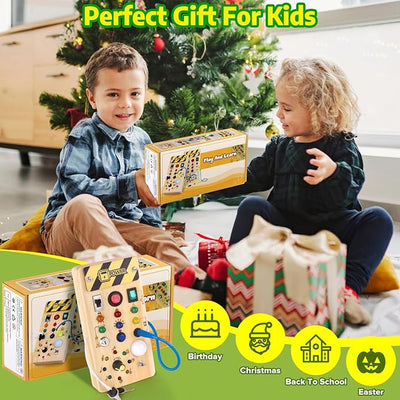 Fidtoy Montessori Tablero de interruptores para niños pequeños