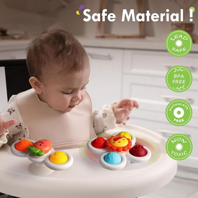 Fidtoy Suction Fidget Spinner Toys for Toddlers 3-Piece Set