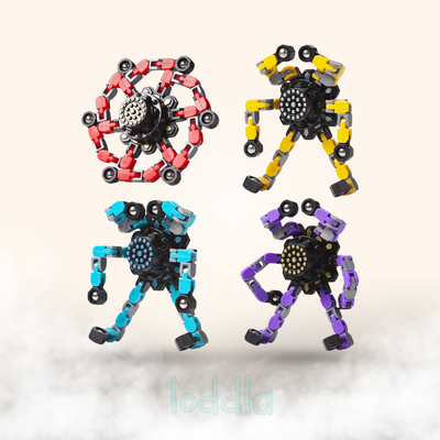 Fidtoy Transformable Fidget Spinners 4 Pack for Kids Sensory Play