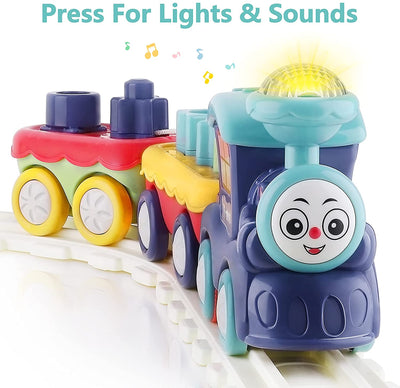 Fidtoy Musical Train Set with Blocks for Toddlers
