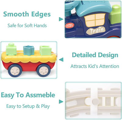 Fidtoy Musical Train Set with Blocks for Toddlers