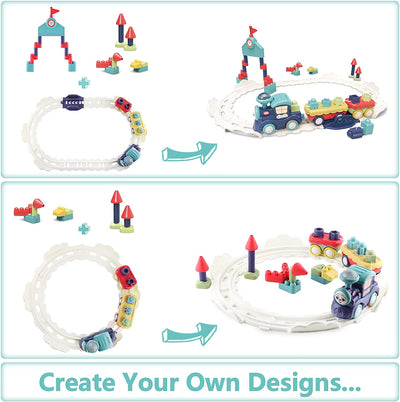 Fidtoy Musical Train Set with Blocks for Toddlers