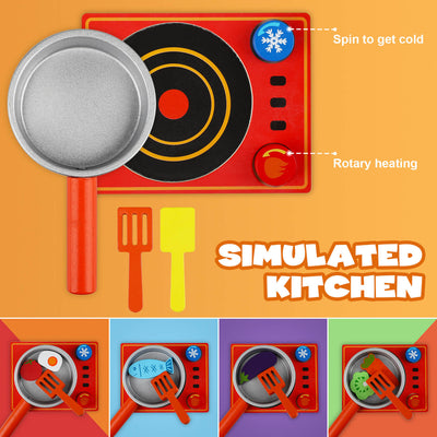 Fidtoy Wooden Kitchen Puzzle Play Set with Food Accessories