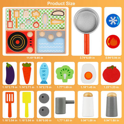 Fidtoy Wooden Kitchen Puzzle Play Set with Food Accessories
