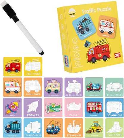 2in1 Jigsaw Puzzle Write and Wipe Cards - 569