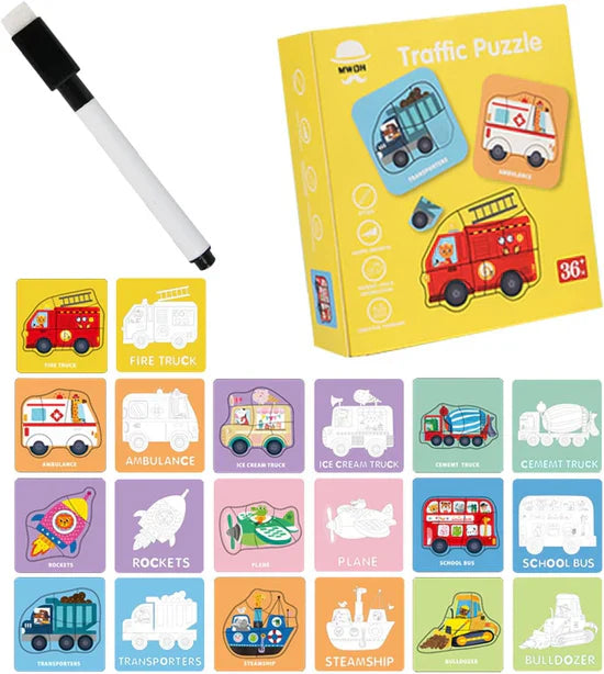 2in1 Jigsaw Puzzle Write and Wipe Cards - 569
