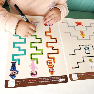 Fidtoy Magnetic Wooden Maze – Montessori Puzzle Ocean Theme for Preschoolers