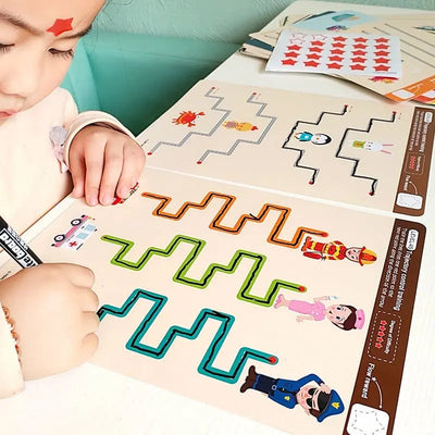 Fidtoy Magnetic Wooden Maze – Montessori Puzzle Ocean Theme for Preschoolers
